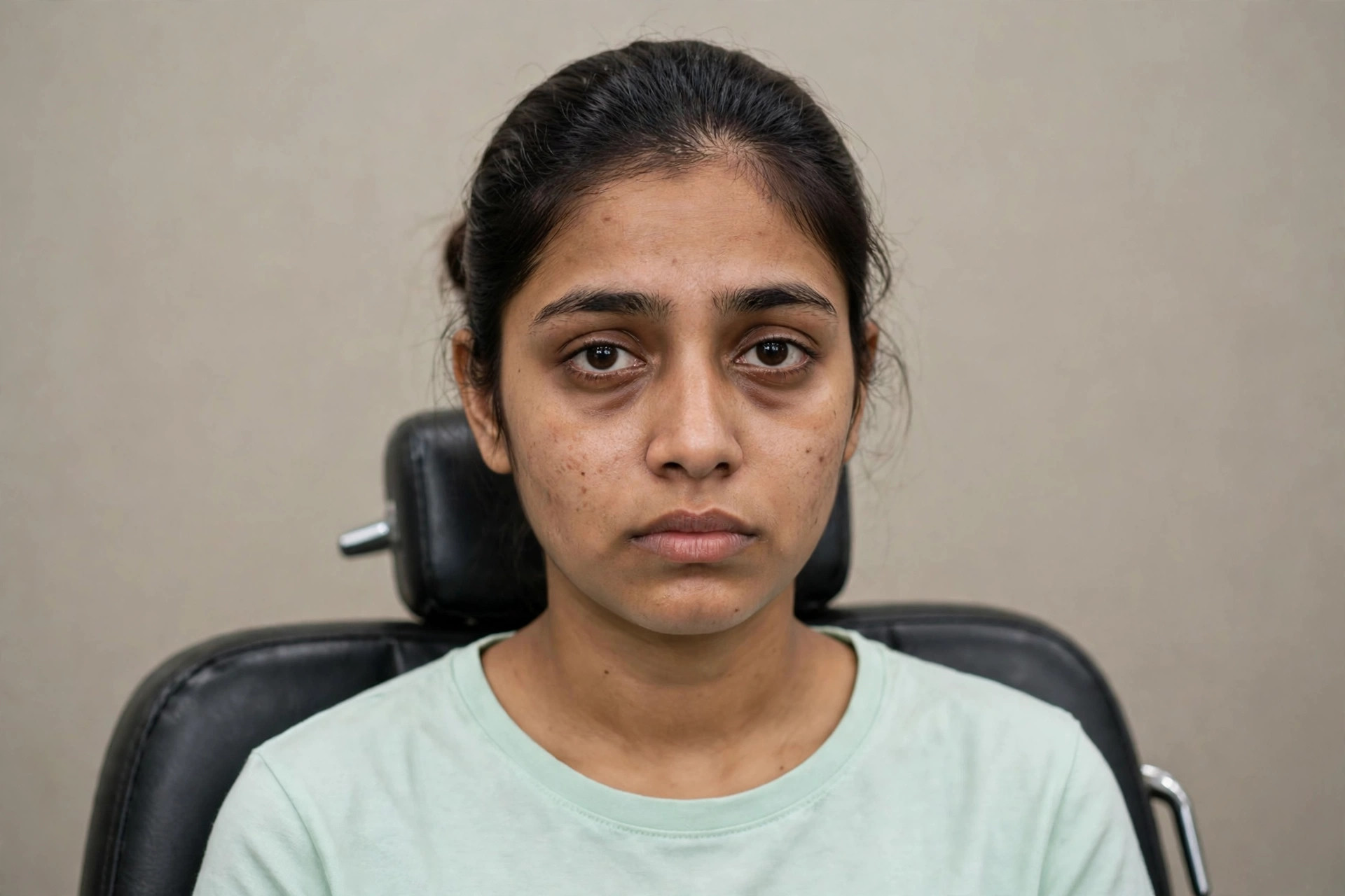 Woman with dull tired skin before facial